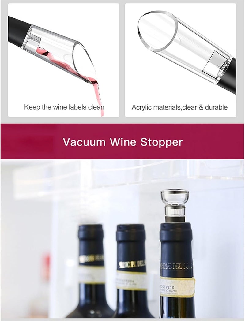IPEROT Wine Opener Set, Air Pressure Pump Bottle Opener with Foil Cutter, Aerator Pourer, Vacuum Stopper(4PCS), Simple Cork Remover, Efficient Corkscrew Bottle Opener, Great for Wine Lovers - Image 5